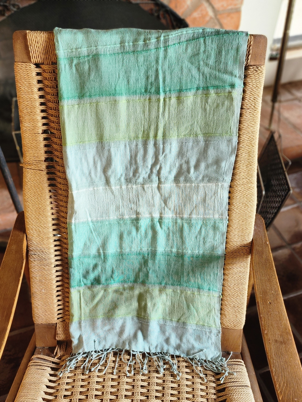 Handwoven Sabahar Ethiopian Cotton Green Striped Shawl